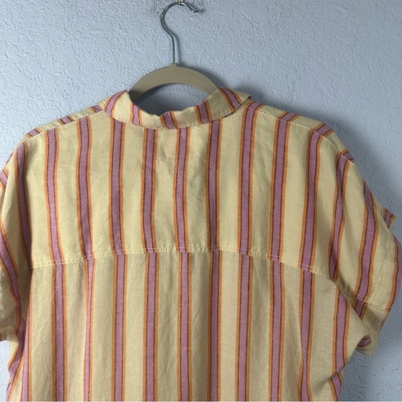 Marine Layer Women’s Dana Stripe Linen Blend Button Up Shirt Medium - Picture 5 of 6